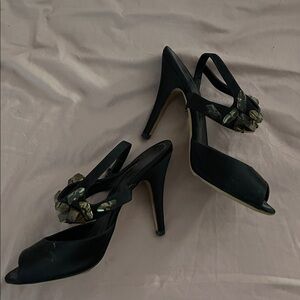 Burberry Black Heels with Gold Accents